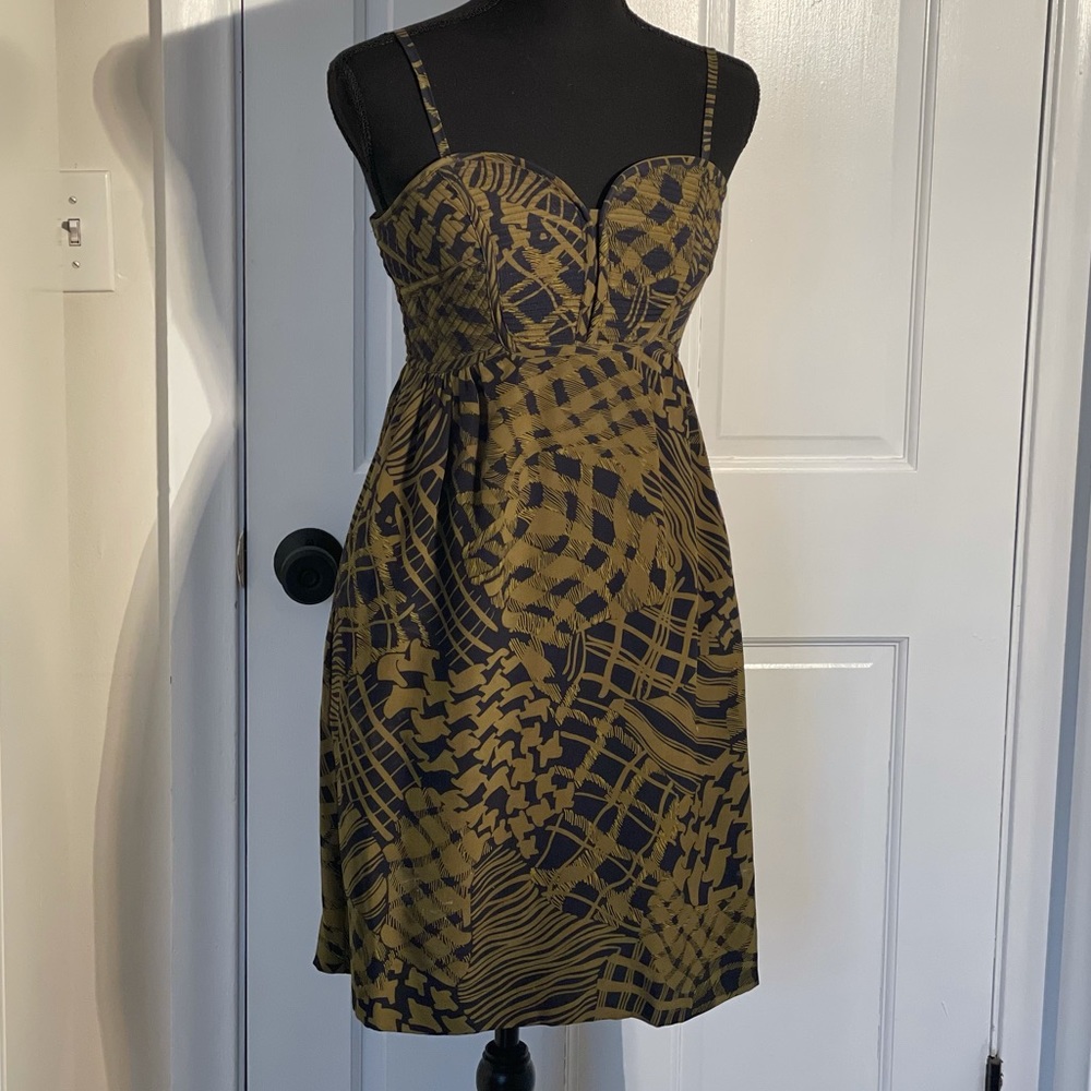 ANTHROPOLOGIE Maple green and navy dress size 0